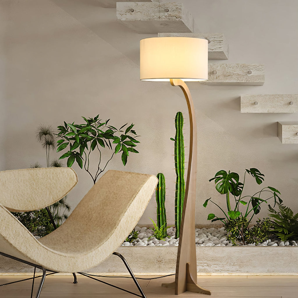 Bow Curve Wood and Fabric Floor Lamp - product view 20