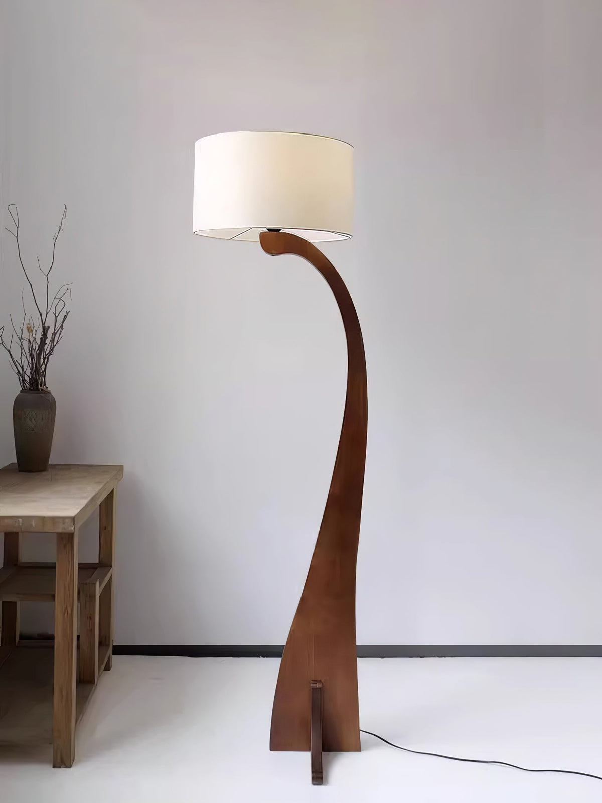 Bow Curve Wood and Fabric Floor Lamp - product view 23