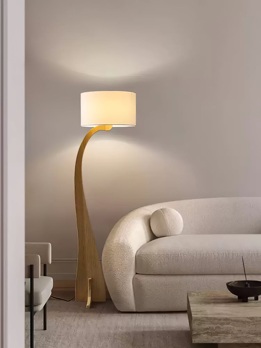 Bow Curve Wood and Fabric Floor Lamp - product view 26