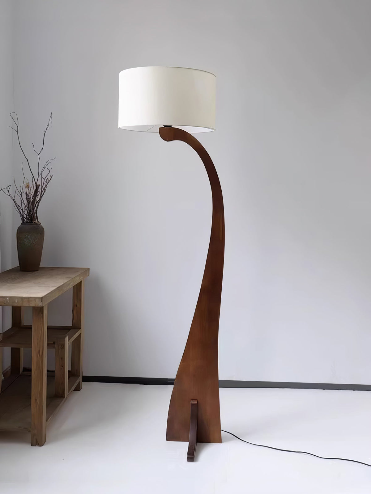 Bow Curve Wood and Fabric Floor Lamp - product view 27