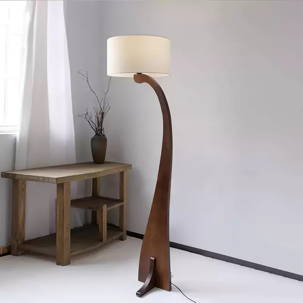 Bow Curve Wood and Fabric Floor Lamp - product view 29