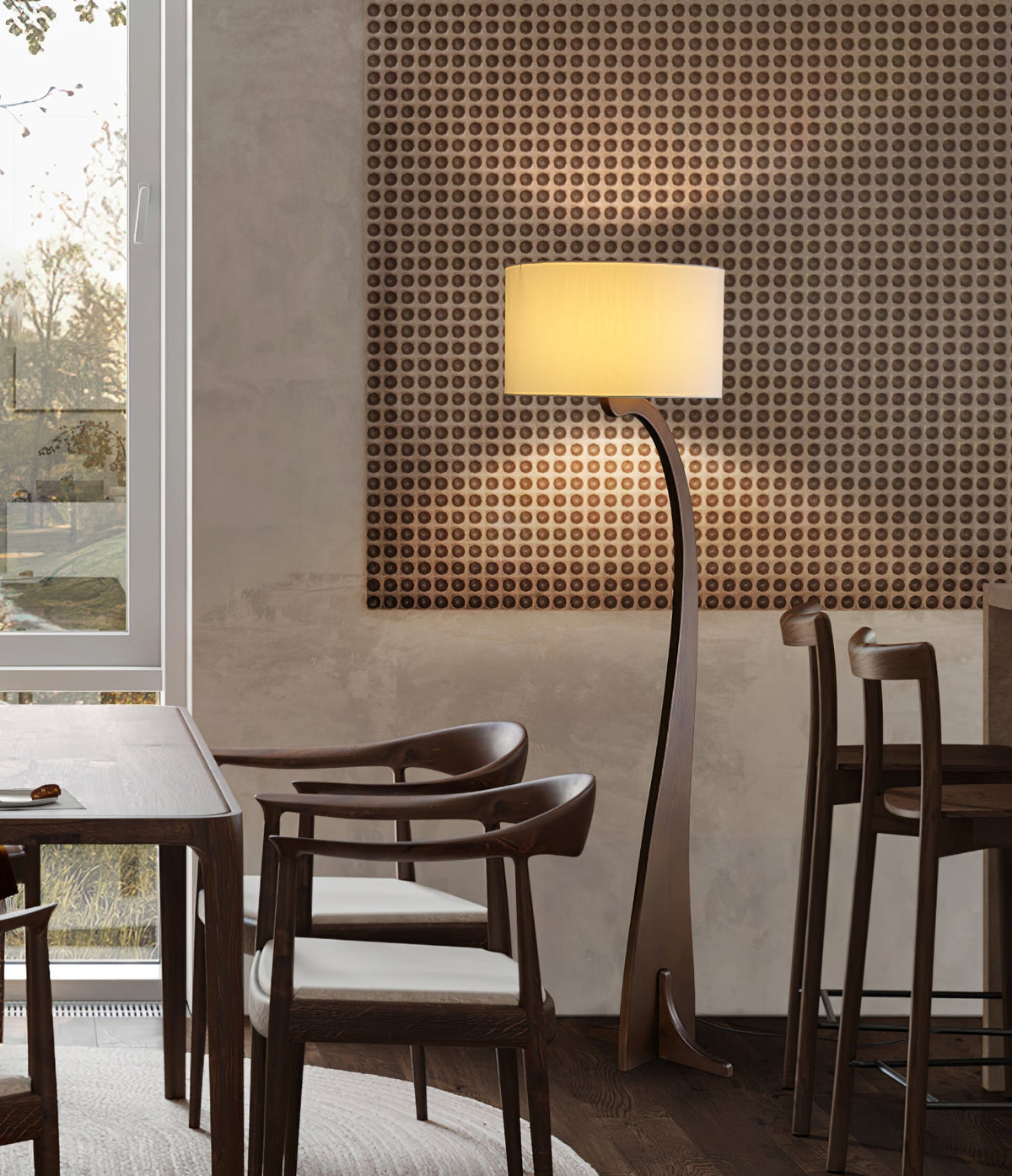Bow Curve Wood and Fabric Floor Lamp - product view 34