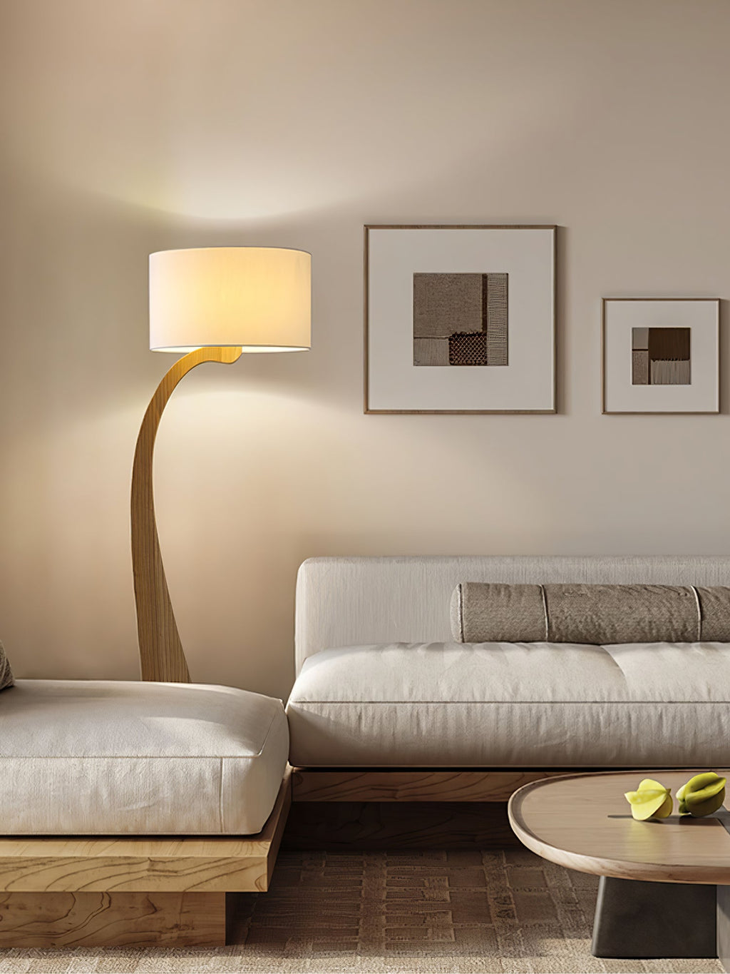Bow Curve Wood and Fabric Floor Lamp - product view 35
