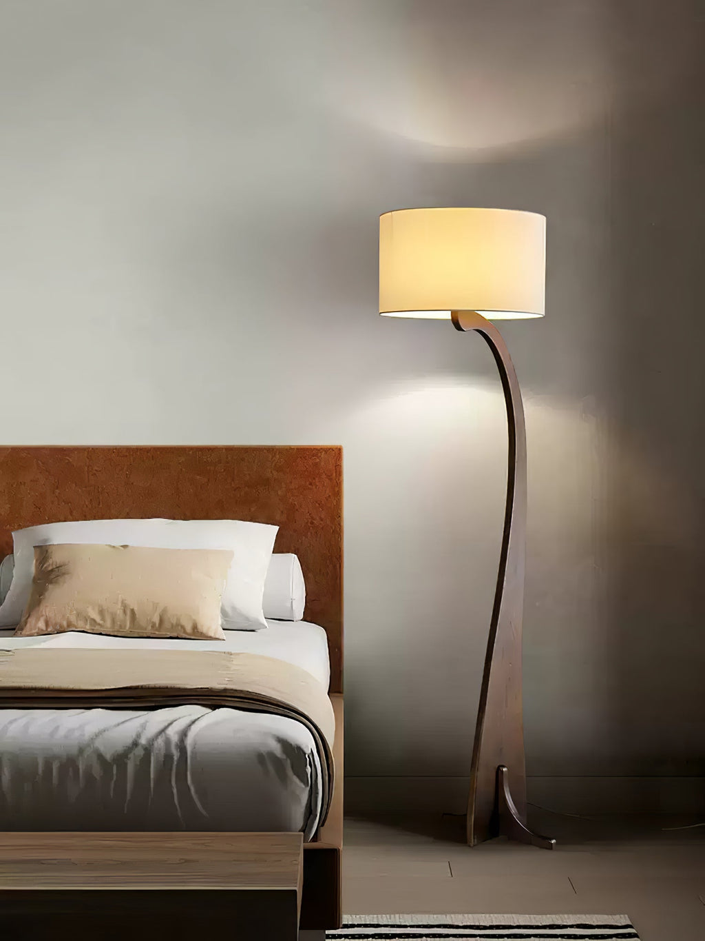 Bow Curve Wood and Fabric Floor Lamp - product view 38