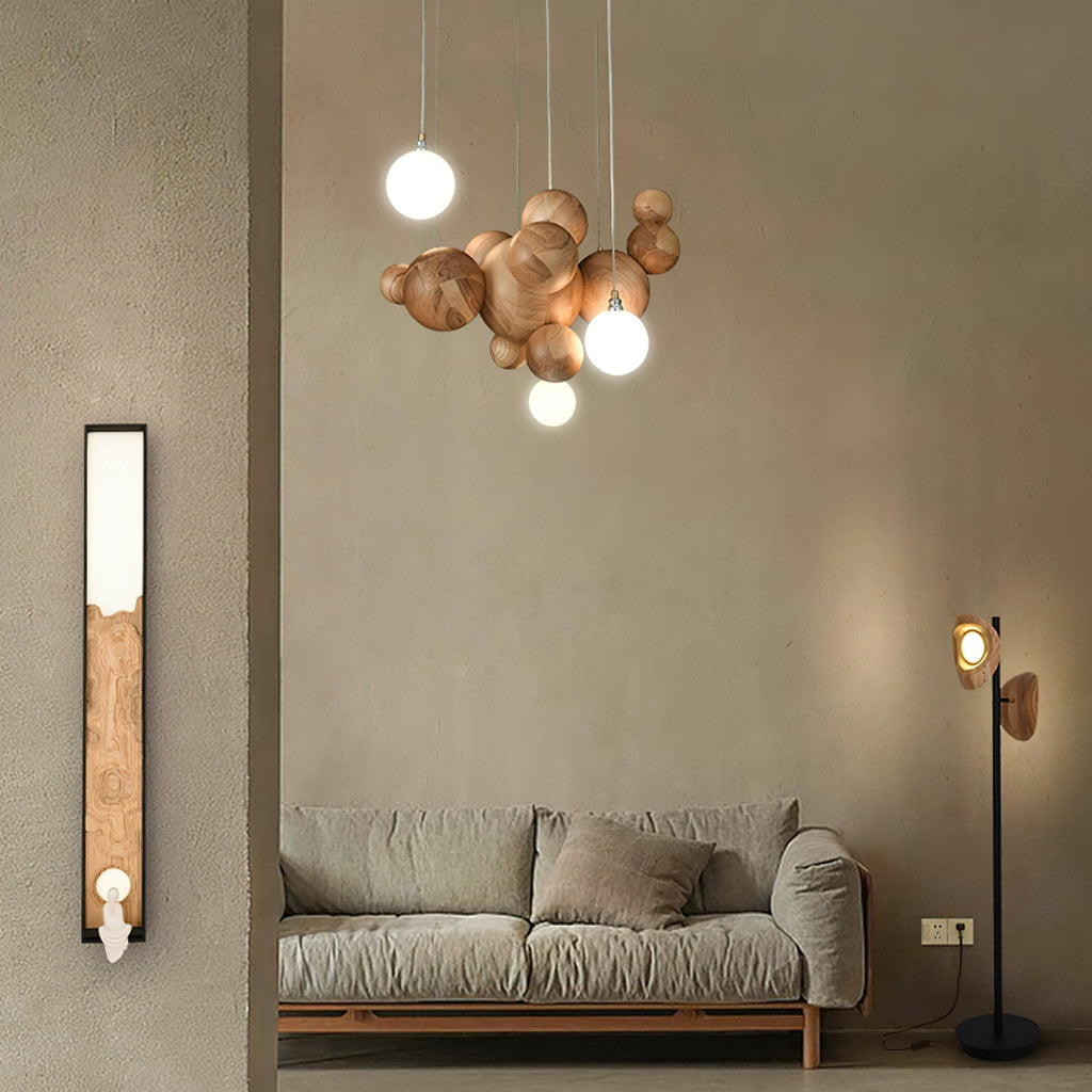 Bubble Wood Ball Globe Chandelier - product view 2