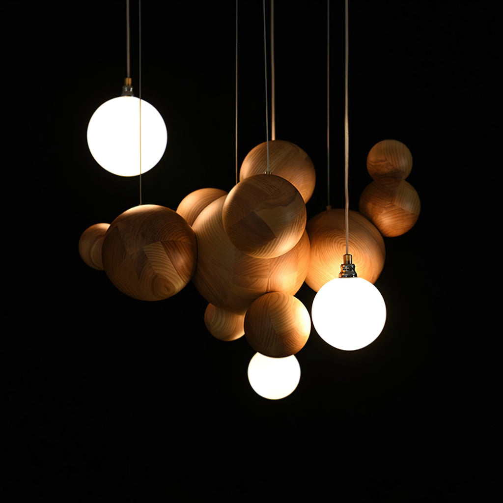 Bubble Wood Ball Globe Chandelier - product view 5