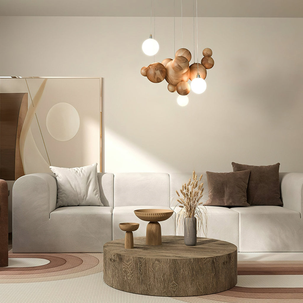 Bubble Wood Ball Globe Chandelier - product view 7