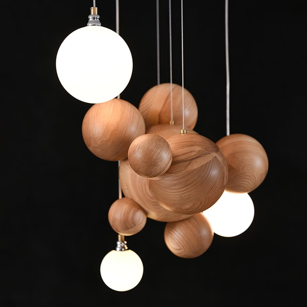 Bubble Wood Ball Globe Chandelier - product view 9
