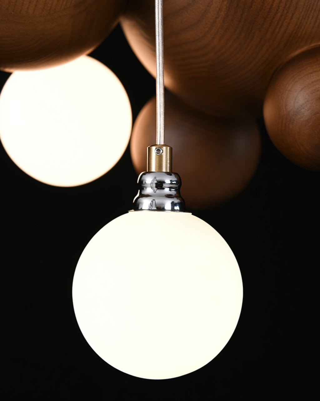Bubble Wood Ball Globe Chandelier - product view 10