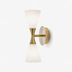 Calden Double Cone Glass Wall Sconce — finish, form and room detail 13