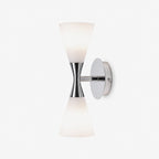 Calden Double Cone Glass Wall Sconce — finish, form and room detail 14