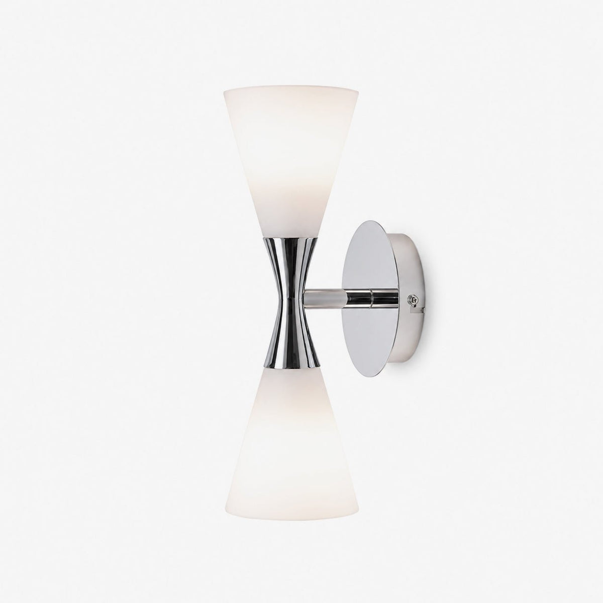 Calden Double Cone Glass Wall Sconce — finish, form and room detail 14
