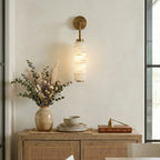 Calven Cylinder Alabaster LED Wall Sconce — product, finish and specification view 3