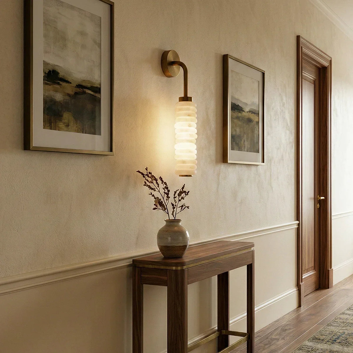 Calven Cylinder Alabaster LED Wall Sconce — product, finish and specification view 4