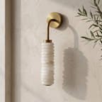 Calven Cylinder Alabaster LED Wall Sconce — product, finish and specification view 9