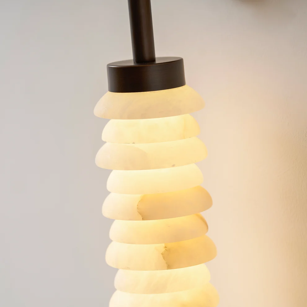 Calven Cylinder Alabaster LED Wall Sconce — product, finish and specification view 10