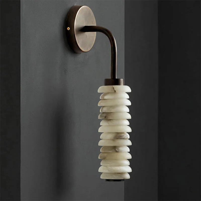 Calven Cylinder Alabaster LED Wall Sconce — product, finish and specification view 12