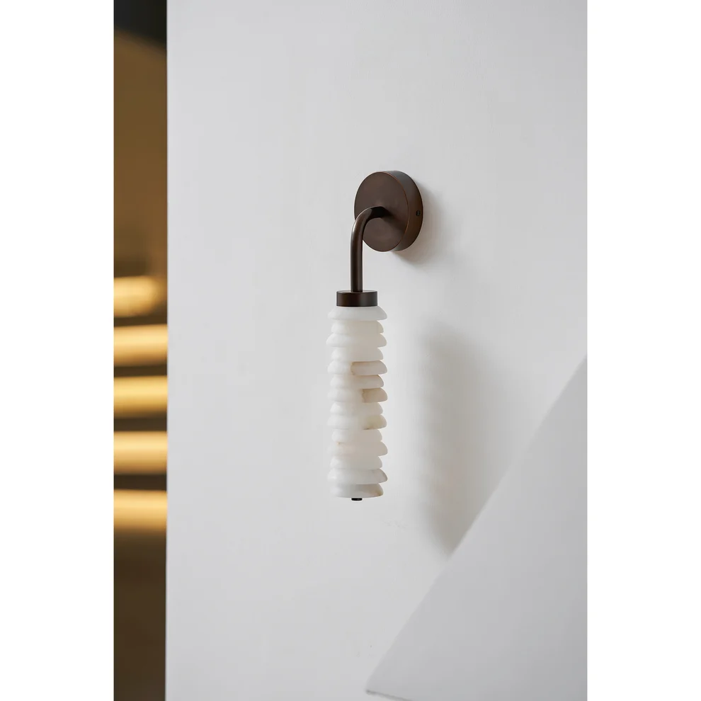 Calven Cylinder Alabaster LED Wall Sconce — product, finish and specification view 14