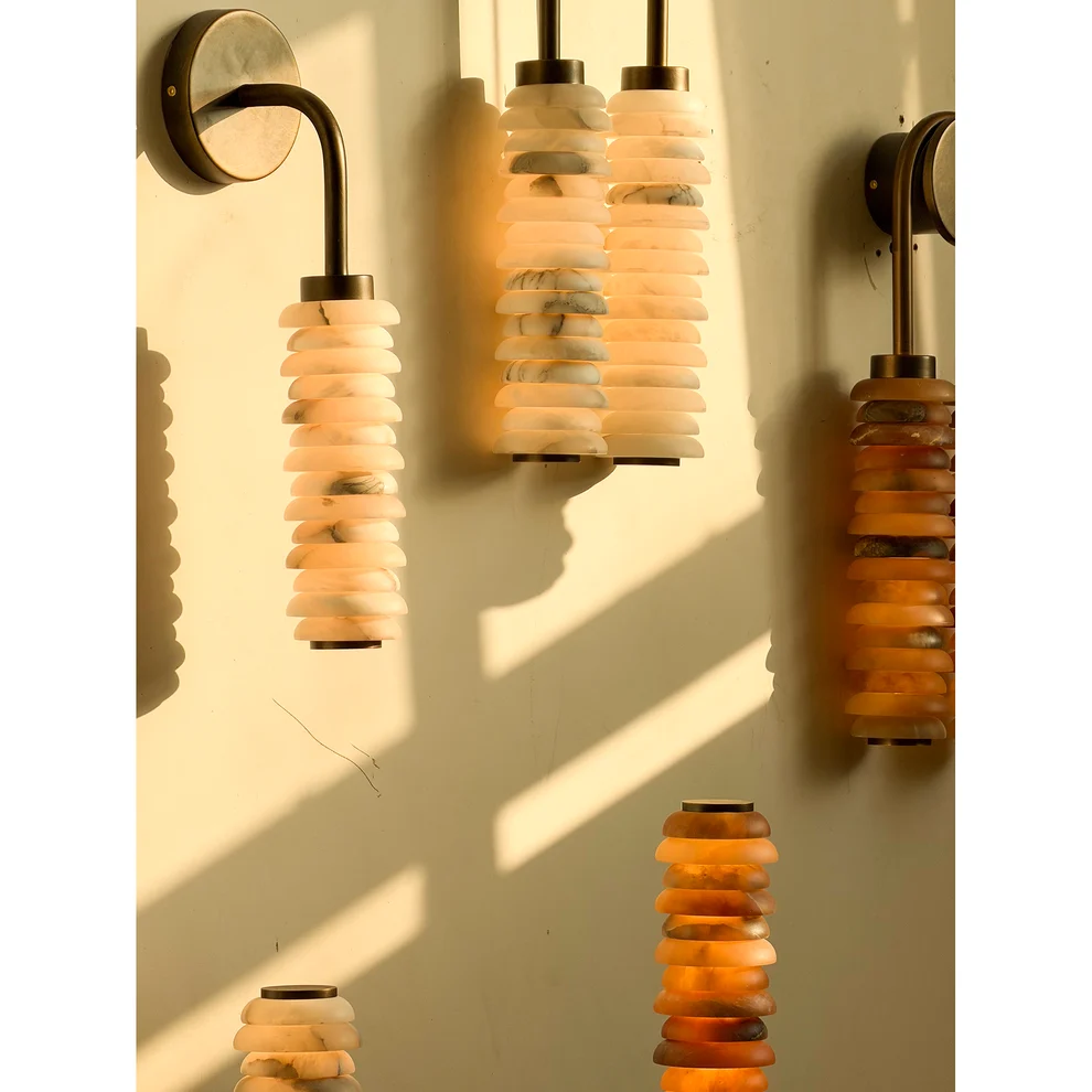 Calven Cylinder Alabaster LED Wall Sconce — product, finish and specification view 21