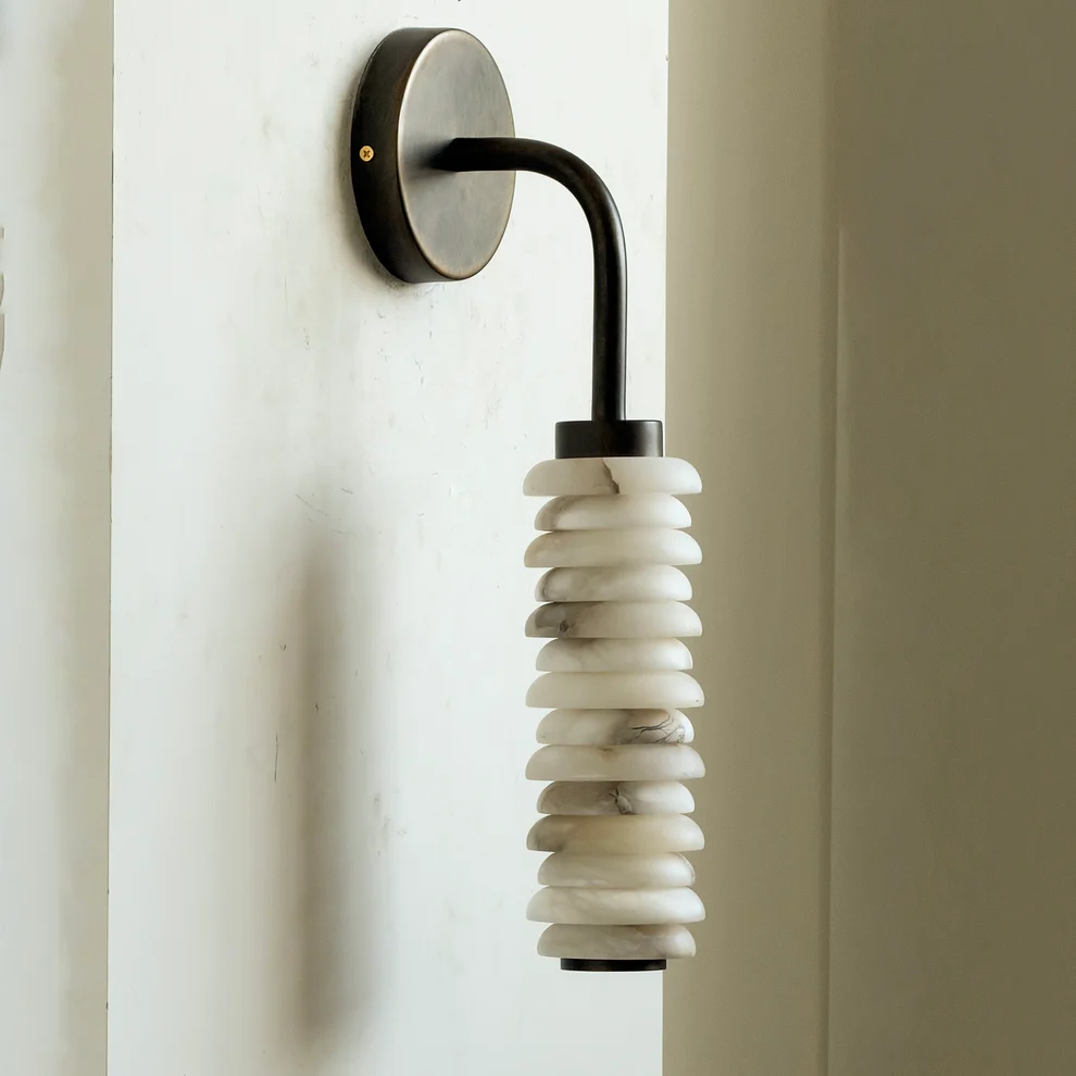 Calven Cylinder Alabaster LED Wall Sconce — product, finish and specification view 25
