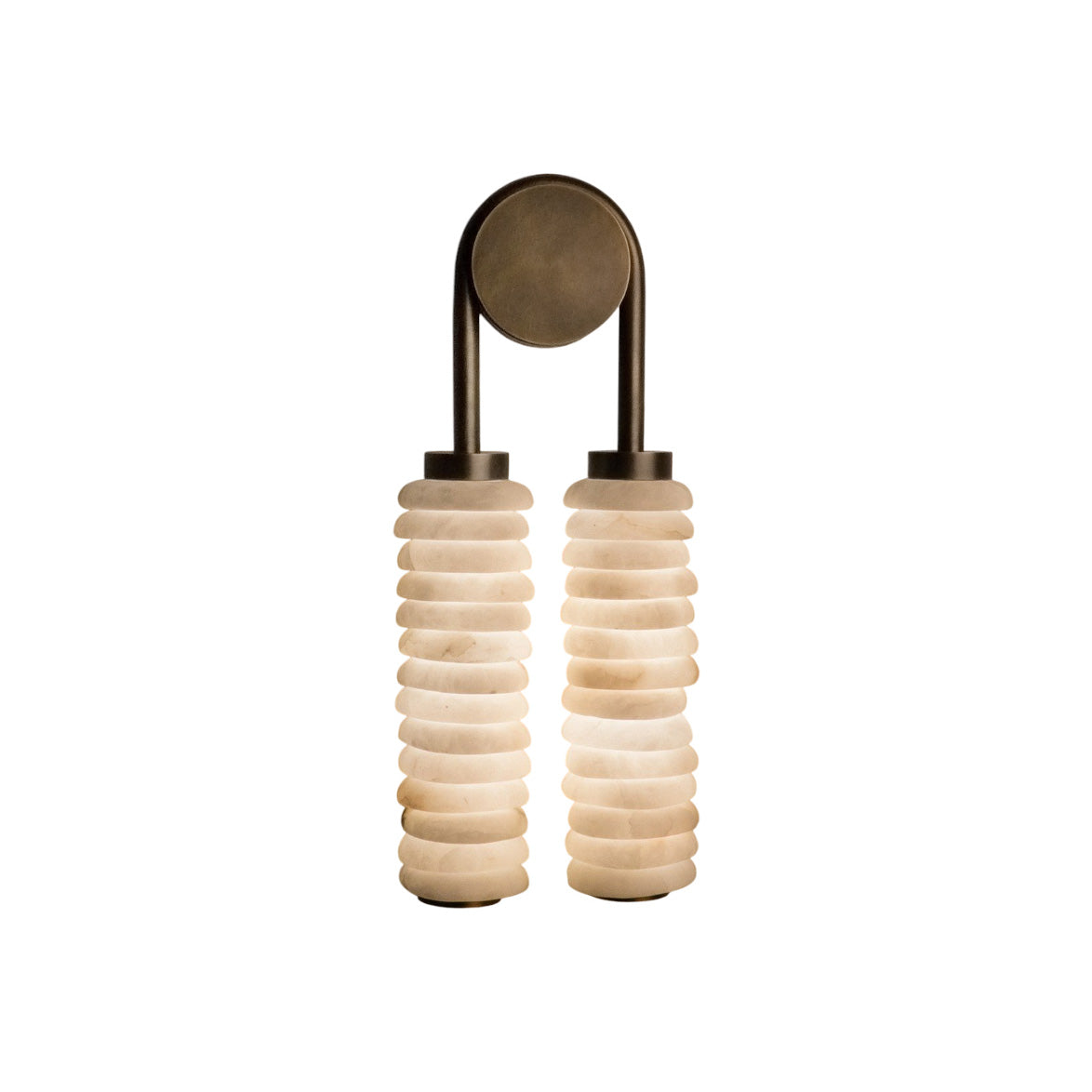 Calven Twin Ribbed Alabaster LED Wall Sconce — product view