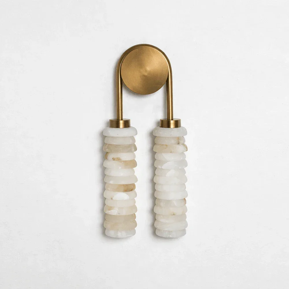 Calven Twin Ribbed Alabaster LED Wall Sconce — product, finish and specification view 13
