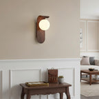 Carlyle Wood-Tone Glass Globe Wall Sconce — design detail 2
