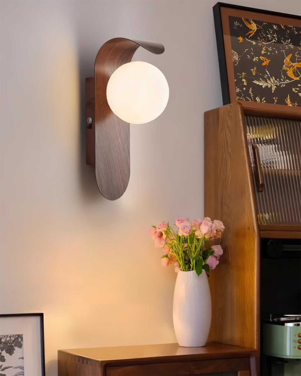 Carlyle Wood-Tone Glass Globe Wall Sconce — design detail 22