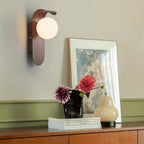 Carlyle Wood-Tone Glass Globe Wall Sconce — design detail 23