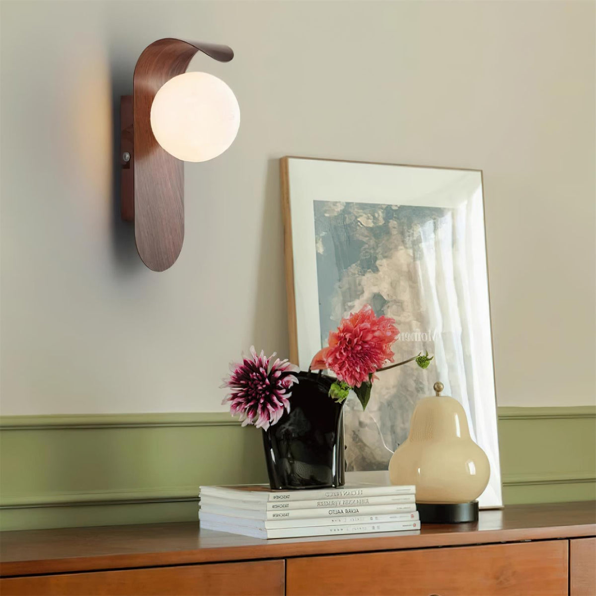 Carlyle Wood-Tone Glass Globe Wall Sconce — design detail 23