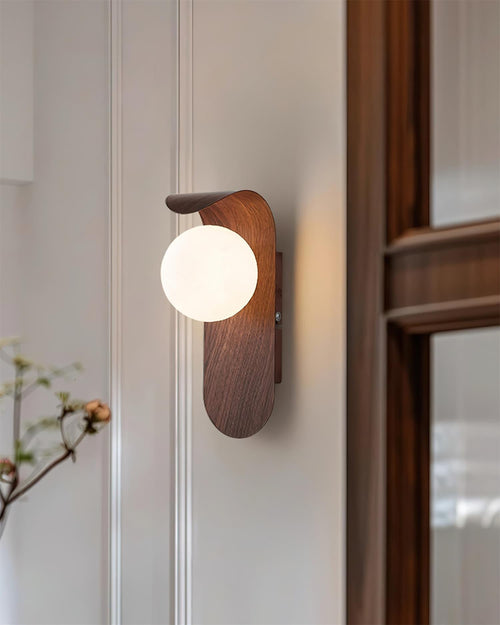 Carlyle Wood-Tone Glass Globe Wall Sconce — design detail 33