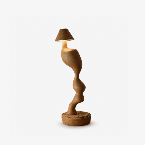 Carved Wood Cordless Table Lamp — product view