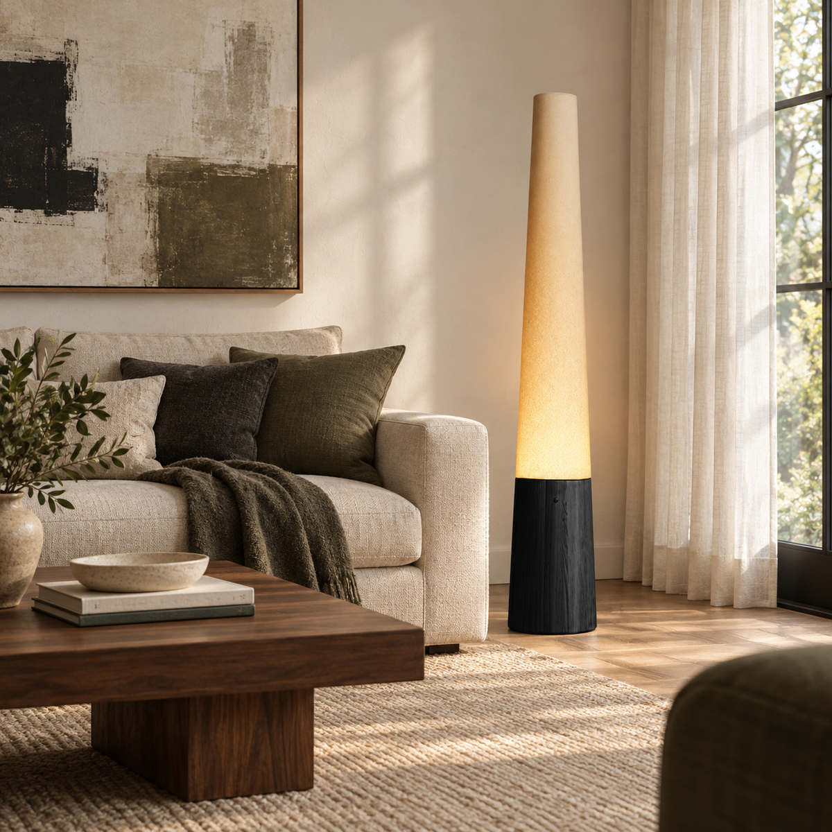 Cone Wooden Floor Lamp — product and interior detail 3