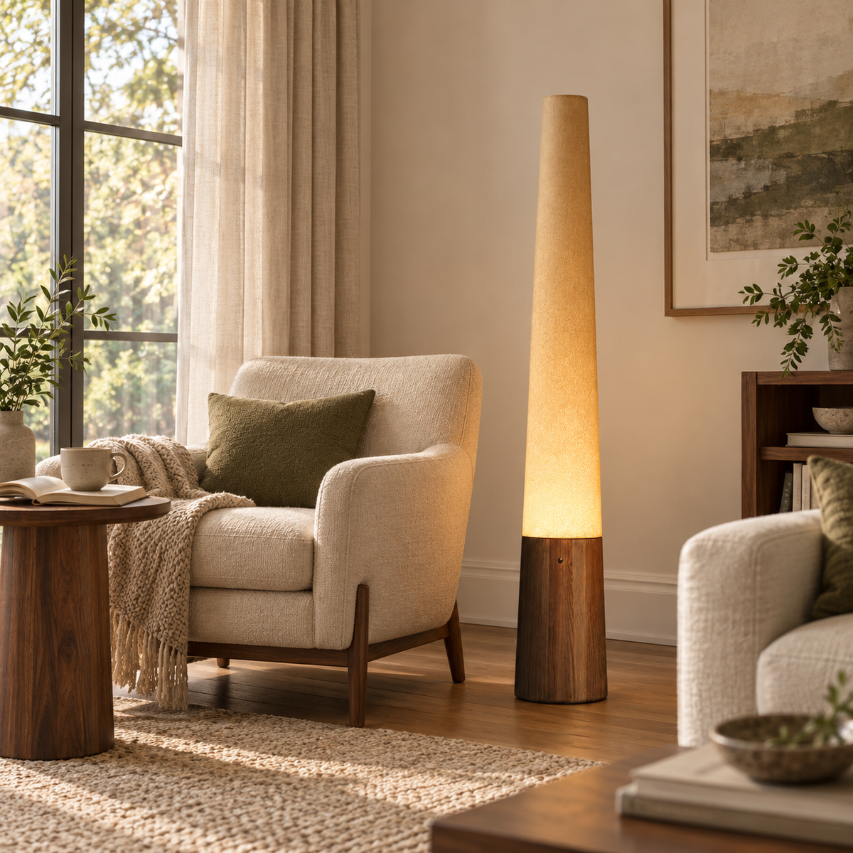 Cone Wooden Floor Lamp — product and interior detail 6