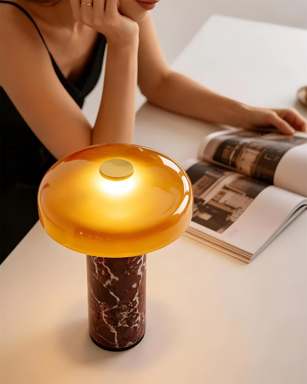 Corvella Cordless Marble Table Lamp – table lamp view 3