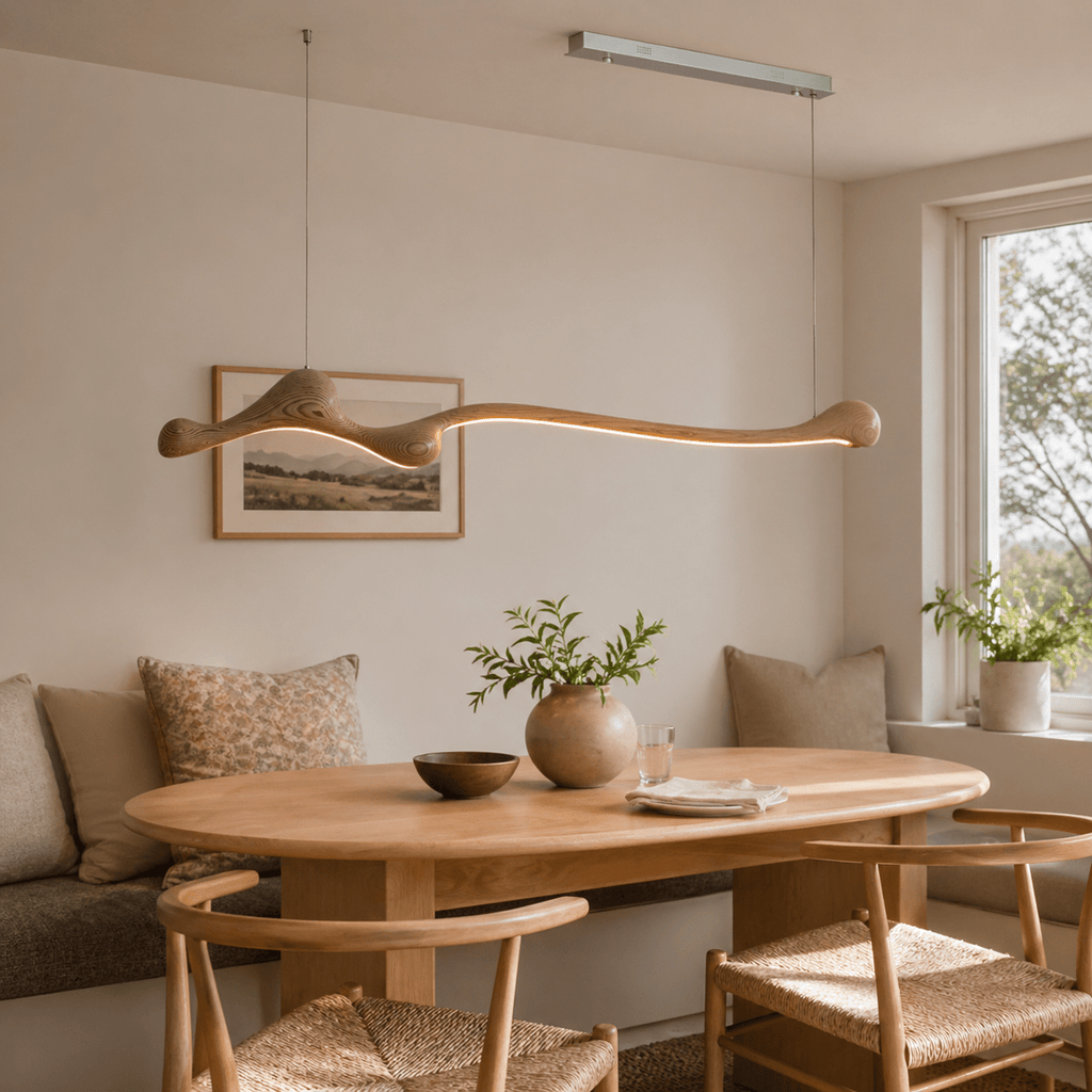 Curva Sculptural Wood LED Pendant Light - product view 2