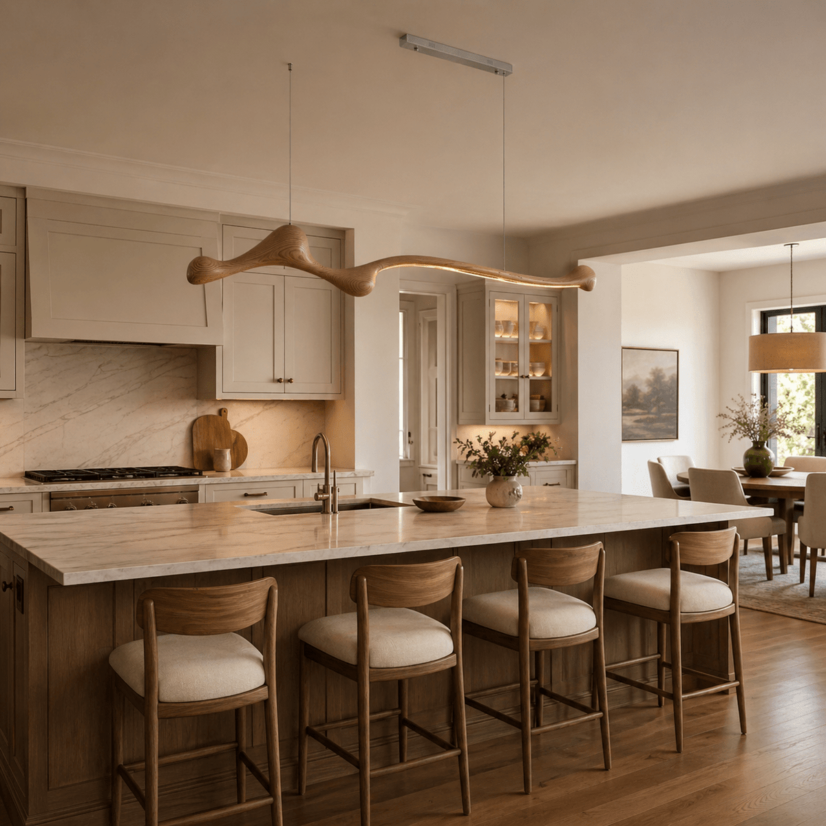 Curva Sculptural Wood LED Pendant Light - product view 3