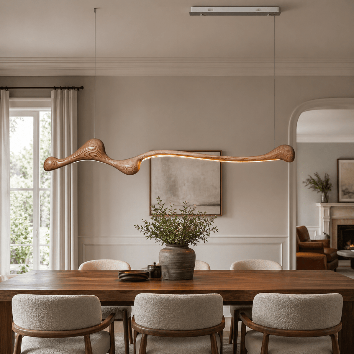 Curva Sculptural Wood LED Pendant Light - product view 4