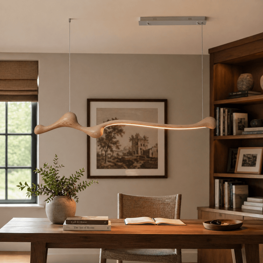 Curva Sculptural Wood LED Pendant Light - product view 5