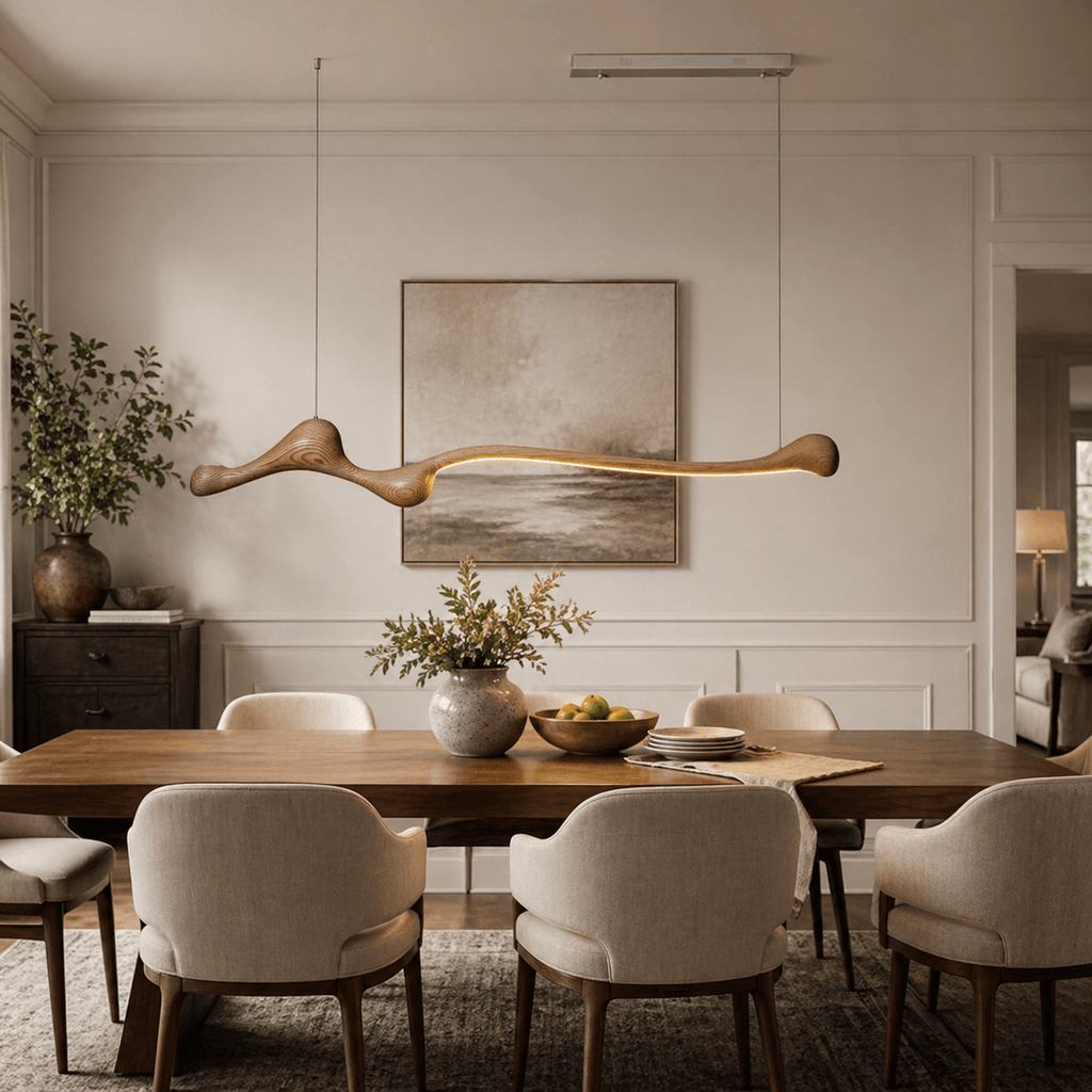 Curva Sculptural Wood LED Pendant Light - product view 6