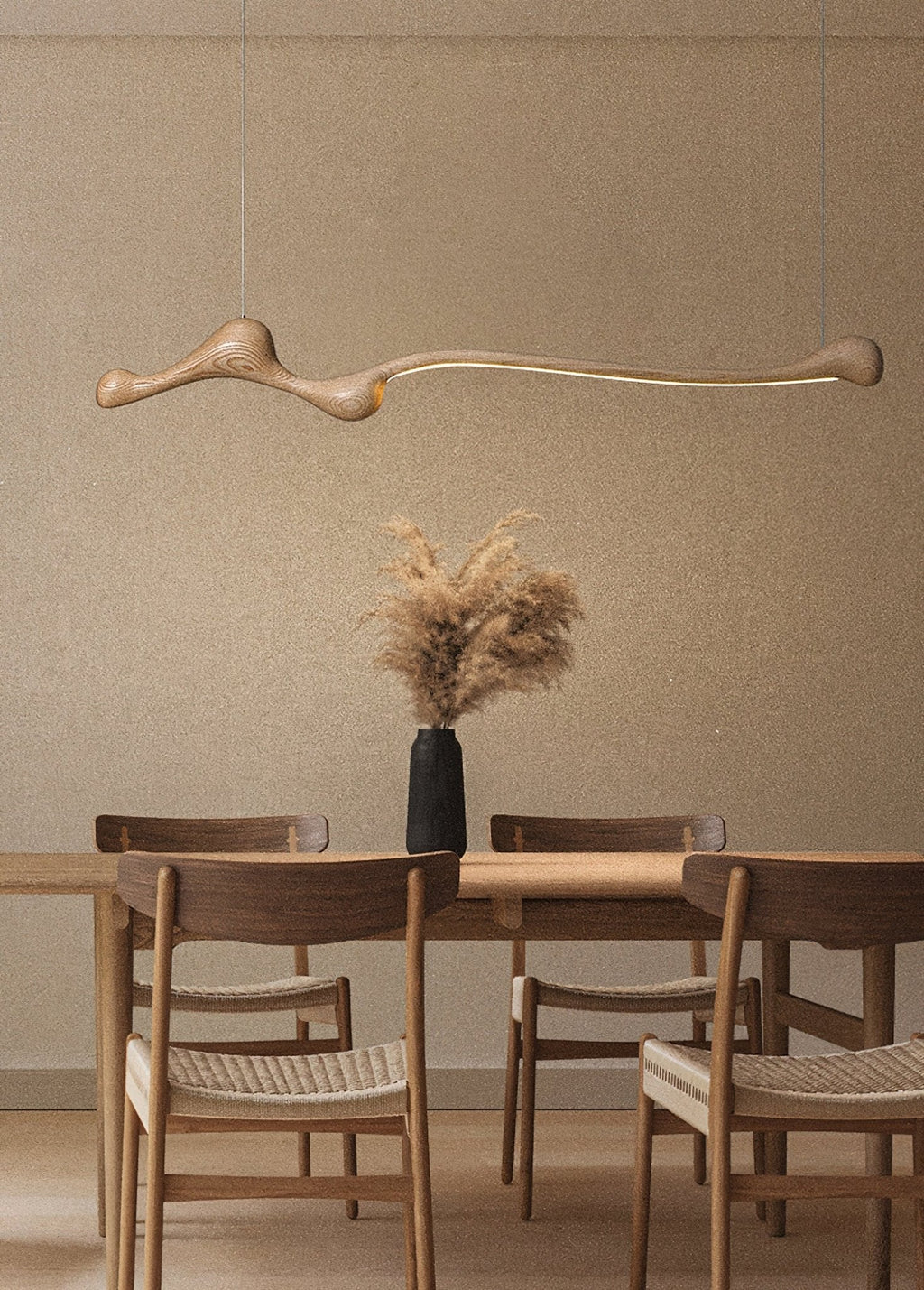 Curva Sculptural Wood LED Pendant Light - product view 8
