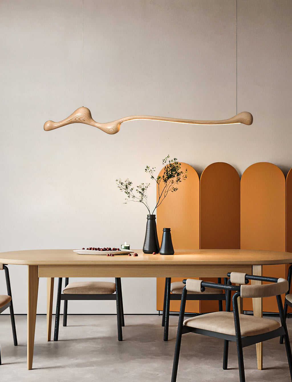 Curva Sculptural Wood LED Pendant Light - product view 9