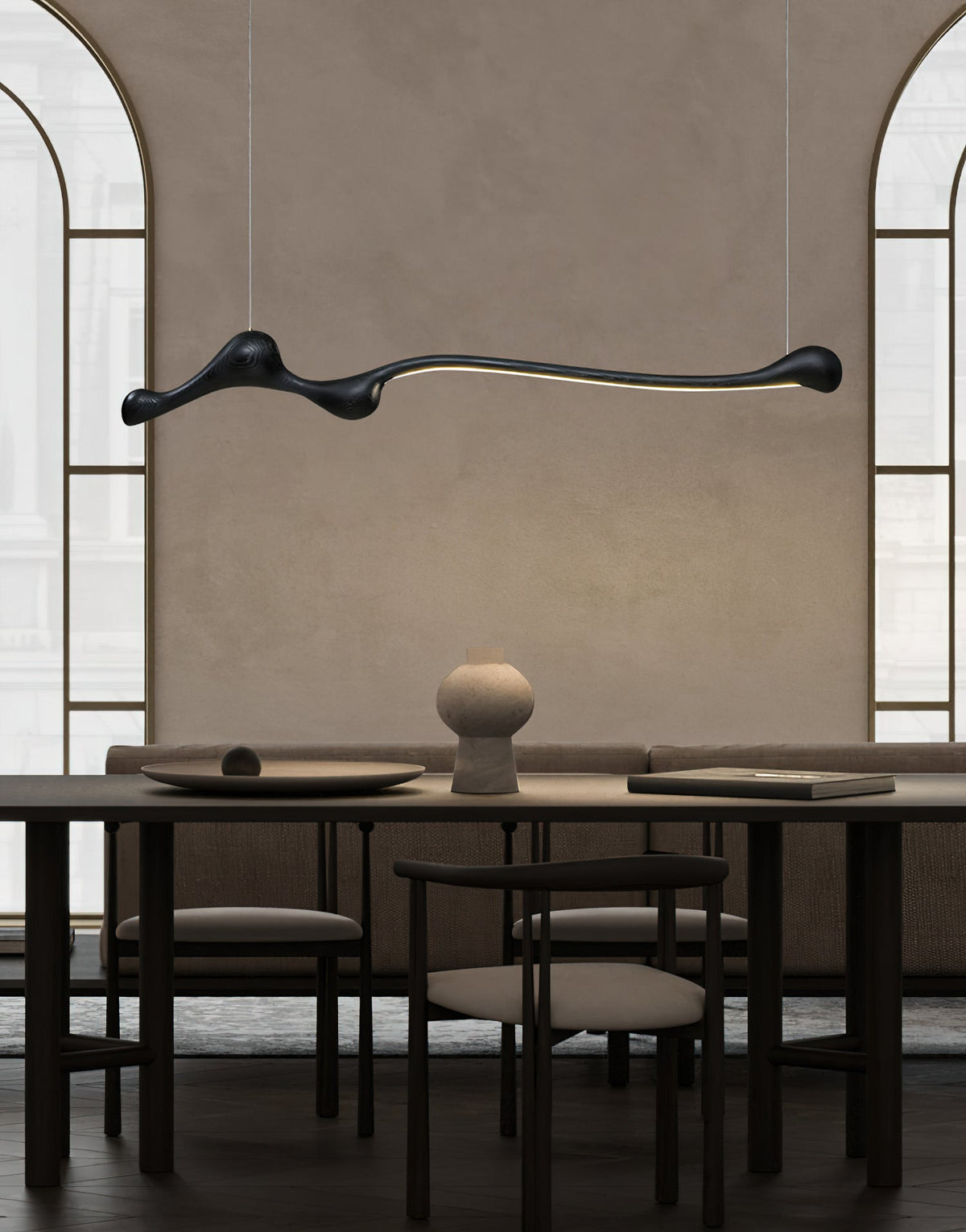 Curva Sculptural Wood LED Pendant Light - product view 11
