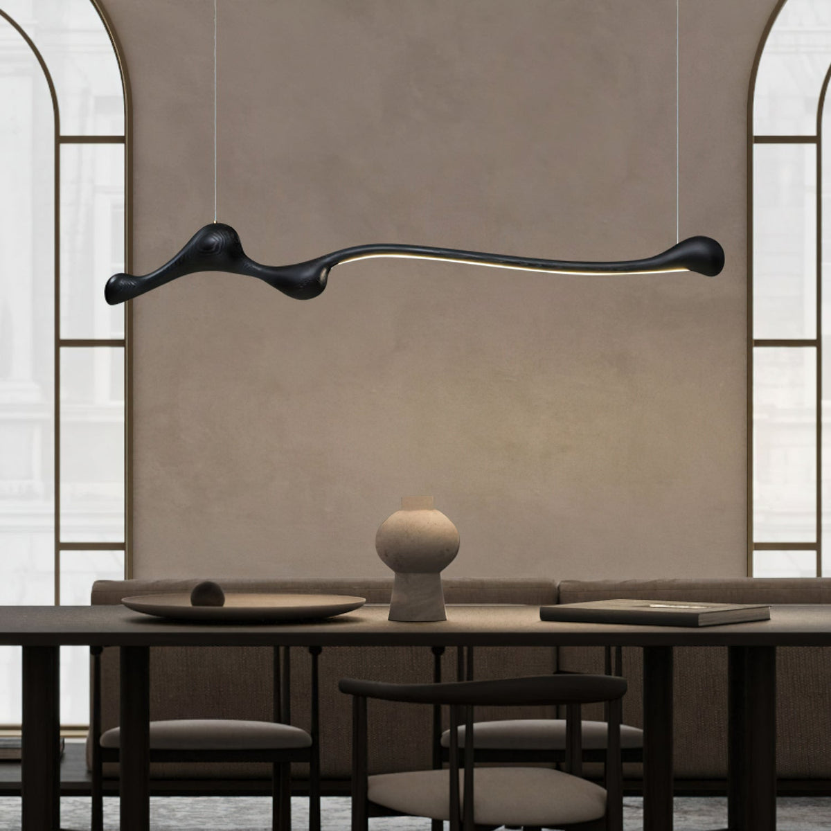 Curva Sculptural Wood LED Pendant Light - product view 23