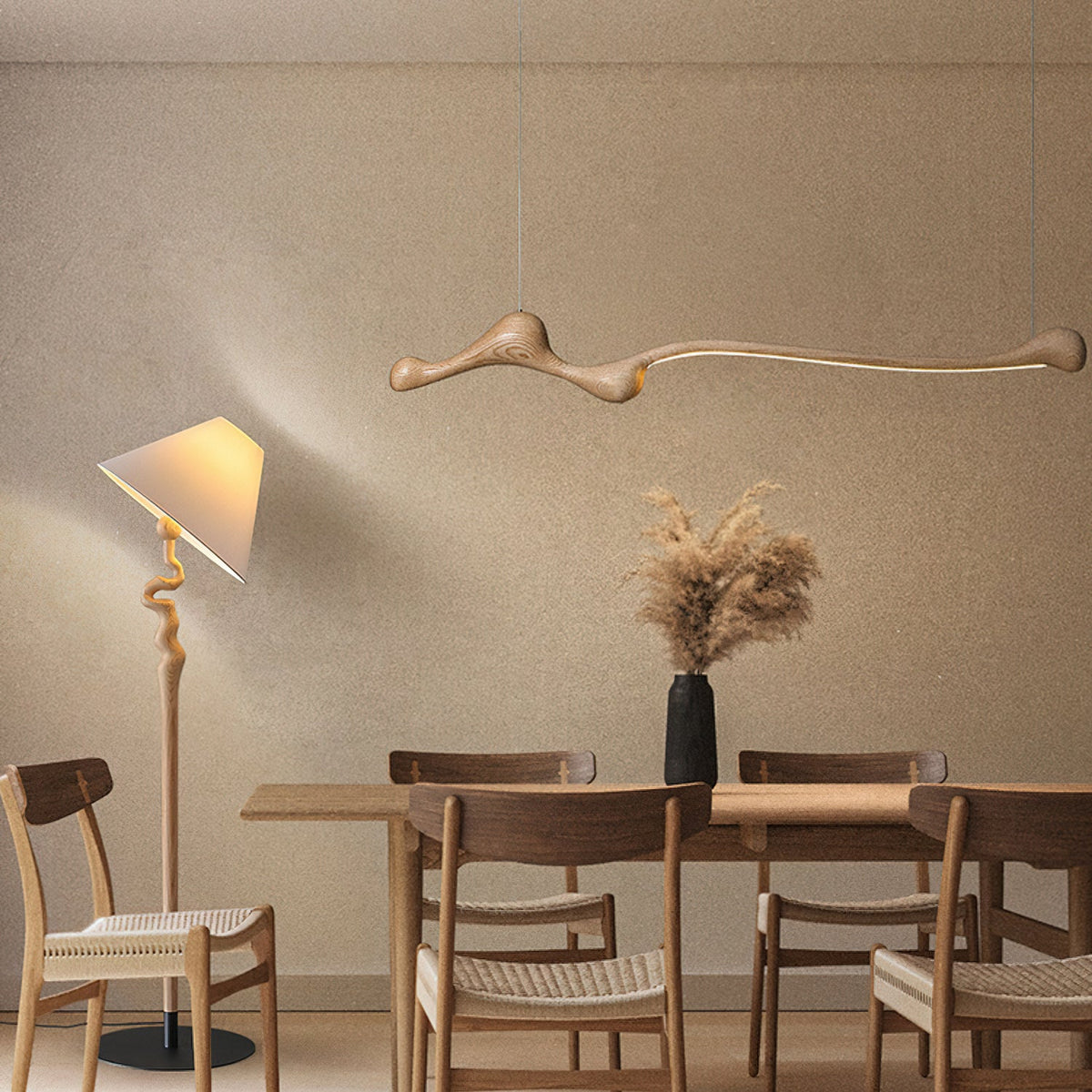 Curva Sculptural Wood LED Pendant Light - product view 25