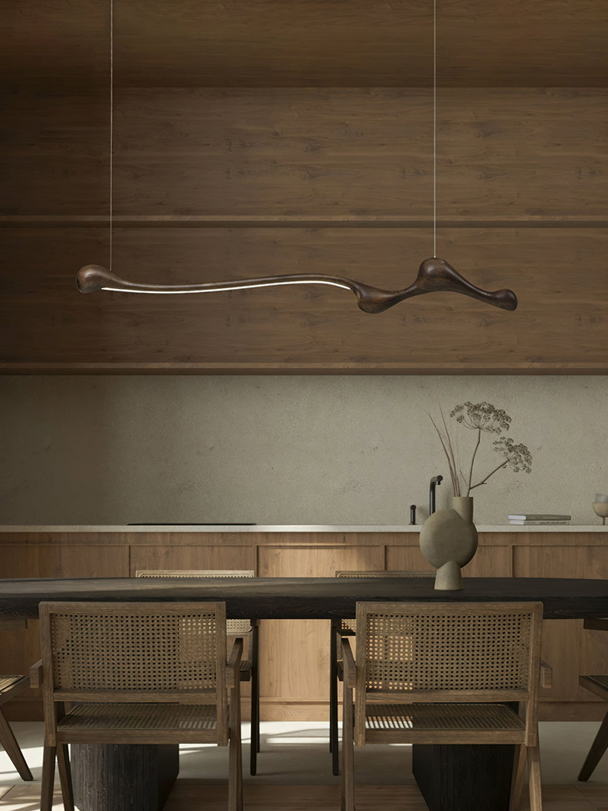 Curva Sculptural Wood LED Pendant Light - product view 28