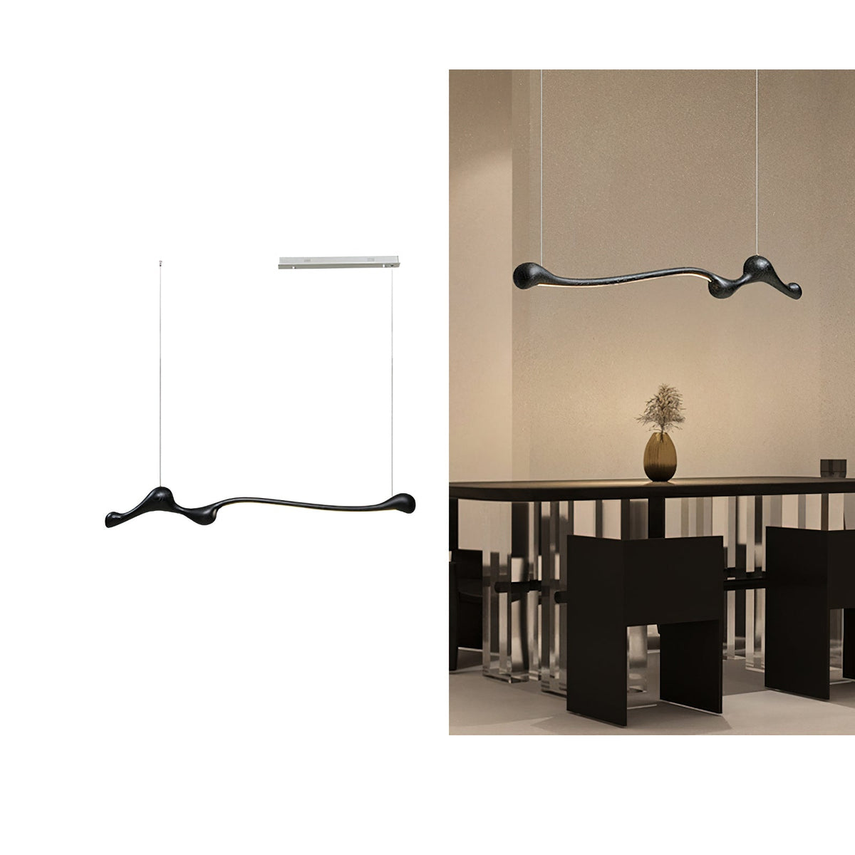 Curva Sculptural Wood LED Pendant Light - product view 29