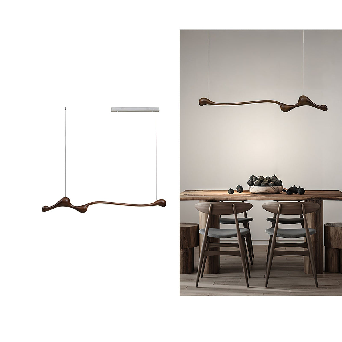 Curva Sculptural Wood LED Pendant Light - product view 30