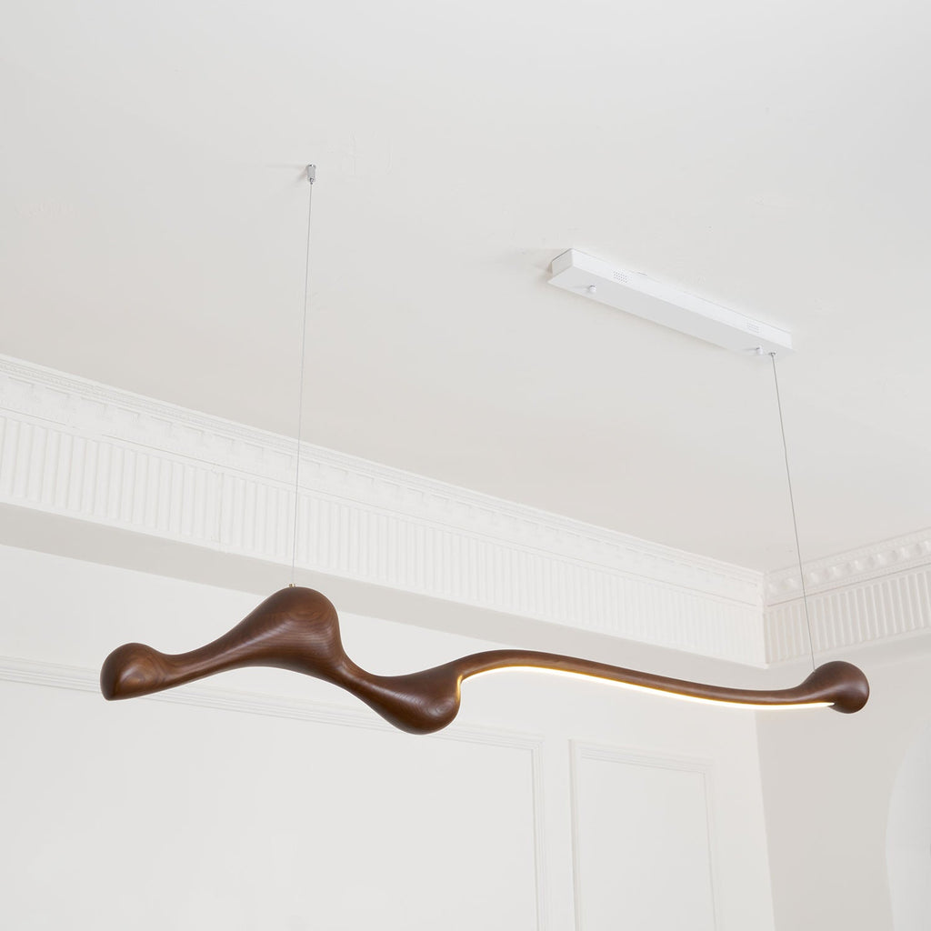 Curva Sculptural Wood LED Pendant Light - product view 34