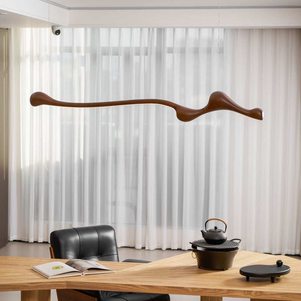 Curva Sculptural Wood LED Pendant Light - product view 52